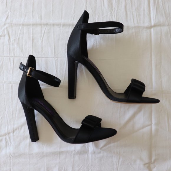 SOLD Ralph Lauren Purple Label Daylen Bow Satin Sandals Black size 37 - Picture 5 of 7